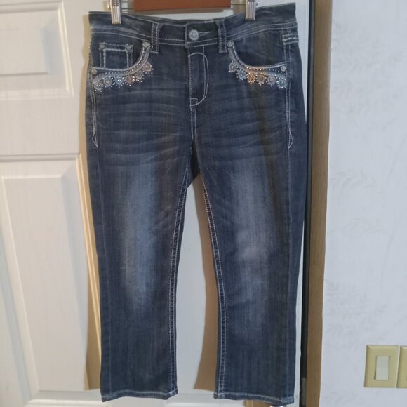 Grace in LA Women's Embellished Capri Jeans 27 - Picture 4 of 8